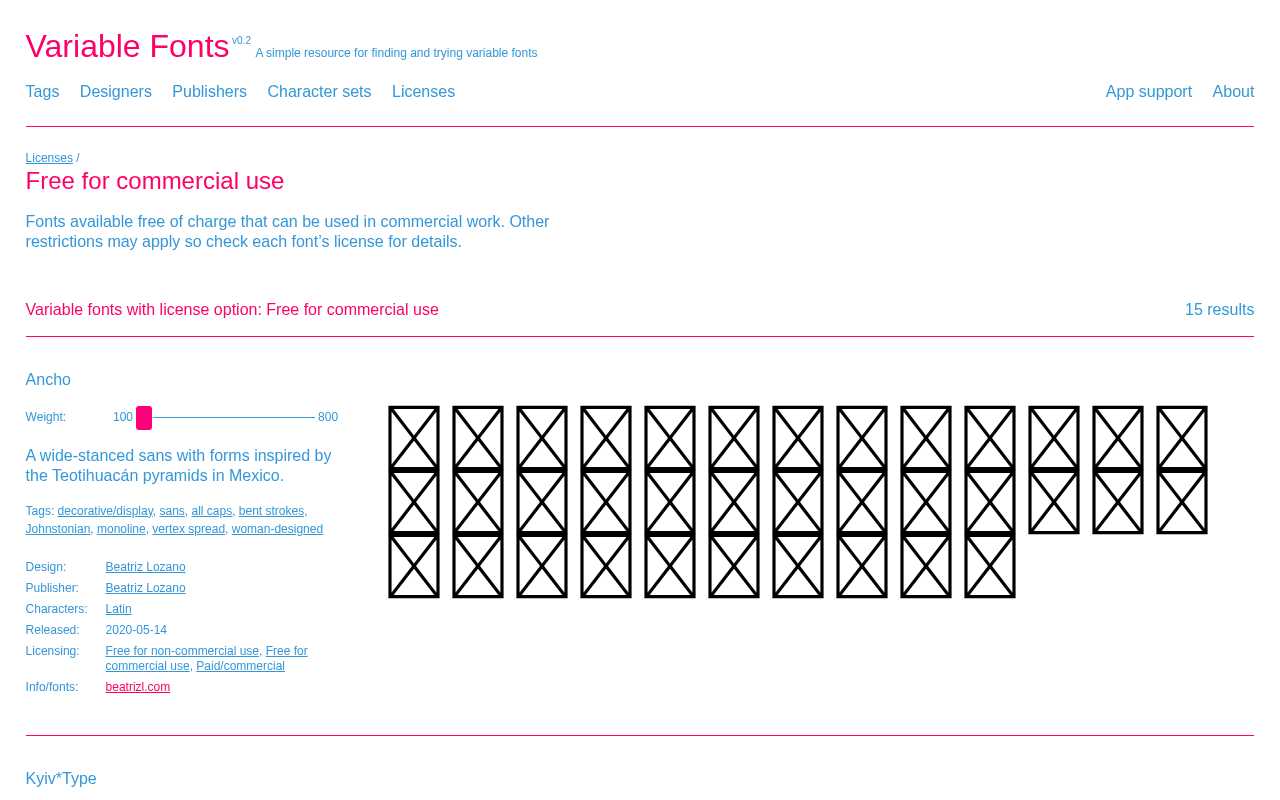 screenshot-Free for commercial use – Variable Fonts