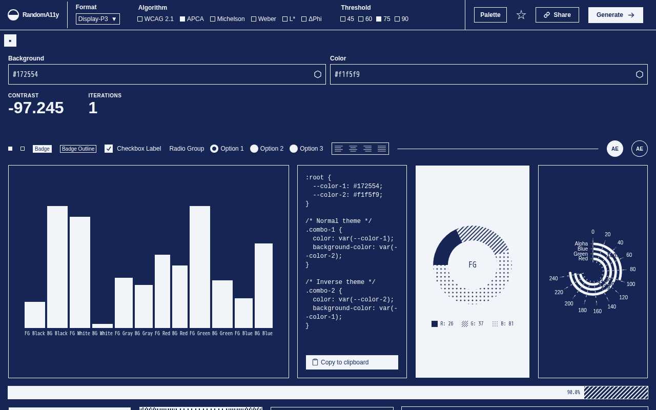screenshot-RandomA11y - Endless collection of accessible color combos