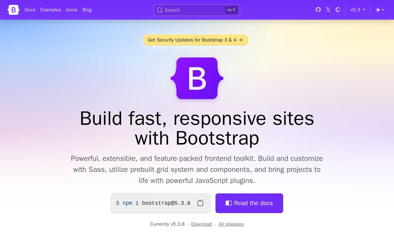 screenshot-Bootstrap · The most popular HTML, CSS, and JS library in the world.