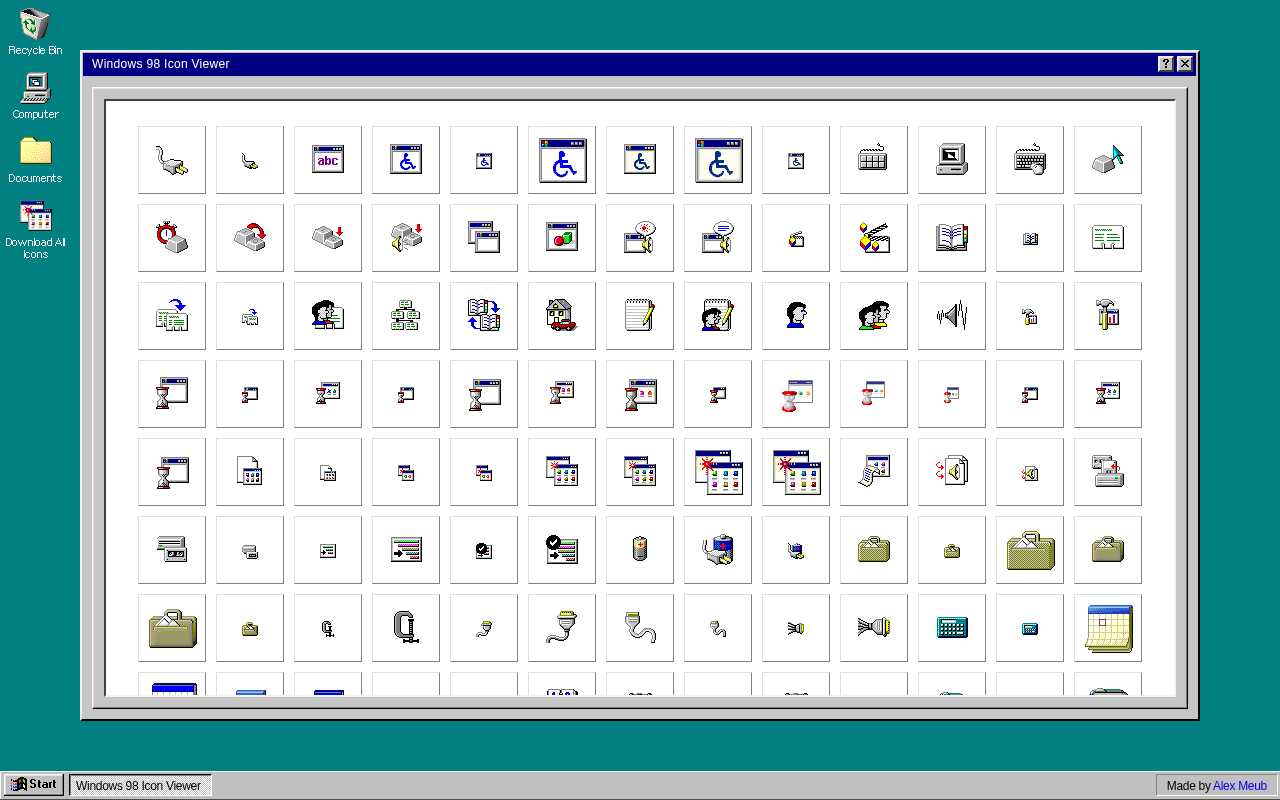 screenshot-Windows 98 Icon Viewer